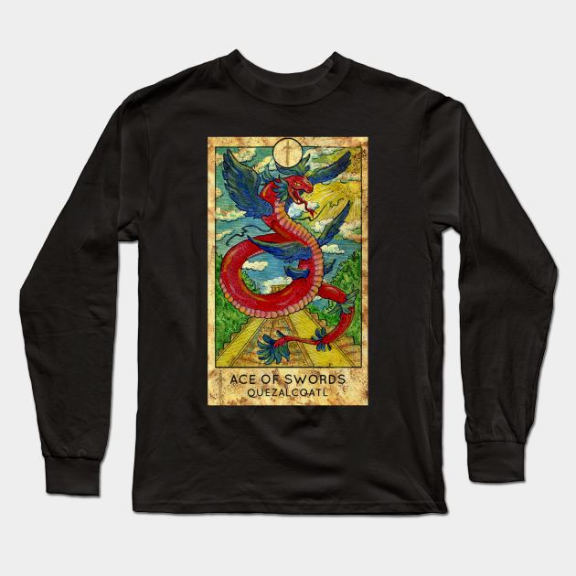 Ace Of Swords. Major Arcana Tarot Card. Long Sleeve T-Shirt by Mystic Arts